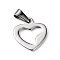 Tarnish Resistant 304 Stainless Steel Open Heart Charms, Hollow, Stainless Steel Color, 18.5x16.5x1.5mm, Hole: 8x3mm