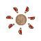 Alloy Enamel Pendants, Watermelon, Red, Light Gold, 17x8x2mm, Hole: 1.8mm