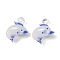 Handmade Lampwork Pendants, Dolphin Charms, Blue, 27~30x23~25mm, Hole: 3~4mm
