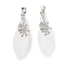 Natural Quartz Crystal Rock Crystal Faceted Teardrop Pendants, Rack Plating Platinum Tone Brass Flower Charms, Cadmium Free & Lead Free, 44~45.5x14.5~15.5x16~17mm, Hole: 6.5x5mm