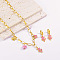 304 Stainless Steel Enamel Hoop Earrings & Pendant Necklaces Sets, Butterfly & Tulip & Bees, Golden, 410mm