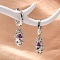 Brass Cubic Zirconia Hoop Earrings, Lead Free & Cadmium Free, Platinum, Pitaya, 27x9mm