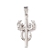 Non-Tarnish 304 Stainless Steel Pendant, Cross with Antler, Stainless Steel Color, 42x23x6mm, Hole: 8x4mm