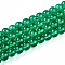 Baking Paint Transparent Glass Beads Strands, Round, Green, 8~8.5mm, Hole: 1.4mm