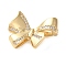 Brass Micro Pave Clear Cubic Zirconia Fold Over Clasps, Cadmium Free & Nickel Free & Lead Free, Bowknot, Real 18K Gold Plated, 20x24x9mm