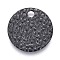304 Stainless Steel Charms, Textured, Laser Cut, Flat Round, Electrophoresis Black, 10x0.8mm, Hole: 1.4mm