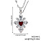 Elegant Brass Red Enamel Snowflake Heart Cross Pendant Necklaces, with Clear Cubic Zirconia, Platinum, 15.75 inch(40cm)