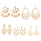 5 Pairs 5 Style Alloy Flat Round & Teardrop Filligree Boho Chandelier Earrings, Glass Seed Beaded Long Drop Earrings for Women, Golden, 52~90mm, Pin: 0.7~0.8mm, 1 Pair/style