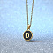 Alloy Black Enamel Flat Round with Letter Pendant Necklaces for Women, Golden, Letter D, 17.72 inch(45cm)