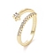 Clear Cubic Zirconia Star Open Cuff Ring, Brass Jewelry for Women, Cadmium Free & Lead Free, Golden, US Size 6 1/2(16.9mm)