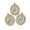 304 Stainless Steel Enamel Pendants, with ABS Plastic Imitation Pearl Beads, Ion Plating(IP), Golden, Bird, Oval, 26.5x19.5x2.5mm, Hole: 1.2mm