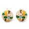 Real 18K Gold Plated Brass Flat Round Stud Earrings with Enamel, Cadmium Free & Lead Free, Long-Lasting Plated, Colorful, 13mm