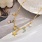 Romantic Ocean-themed Brass Enamel & Natural Pearl Starfish Shell Shape Fish Pendant Necklaces for Women, Perfect Valentine's Day Gift, Golden, Colorful, 14.96 inch(38cm)