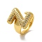 Letter Brass Micro Pave Clear Cubic Zirconia Open Cuff Ring for Women, Cadmium Free & Nickel Free & Lead Free, Real 18K Gold Plated, Letter Z, 19.5x16.5mm, US Size 6(16.5mm)