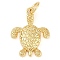 Rack Plating Brass Pendants, Long-Lasting Plated, Cadmium Free & Lead Free, Real 18K Gold Plated, with Jump Ring, Tortoise, 18.5x14x2.5mm, Hole: 3.5mm