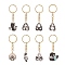 8Pcs Divination Style Alloy Enamel Keychains, with Iron Split Key Rings, Heart & Cat, Mixed Shapes, 7.6~7.9cm