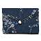Chinese Style Floral Cloth Jewelry Storage Pouches, with Plastic Button, Rectangle Jewelry Gift Case for Bracelets, Earrings, Rings, Random Pattern, Midnight Blue, 8x10x0.3~0.7cm