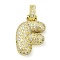 Brass Micro Pave Clear Cubic Zirconia Pendants, Cadmium Free & Nickel Free & Lead Free, Real 18K Gold Plated, Letter F, 28mm, Hole: 4.8x3.5mm, Pendant: 23x16x5.5mm