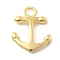 925 Sterling Sliver Charms, Golden, with 925 Stamp, Anchor & Helm, 14.5x11.5x2mm, Hole: 2.5mm