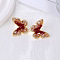 Butterfly Brass Micro Pave Clear Cubic Zirconia Stud Earrings, with Resin, Sterling Silver Needle, Real 18K Gold Plated, 17x20mm