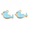Alloy Enamel Pendants, Cadmium Free & Nickel Free & Lead Free, Light Gold, Fur Seal, Sky Blue, 13.5x20x1.5mm, Hole: 1.6mm