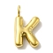 Ion Plating(IP) 304 Stainless Steel Pendants, Real 14K Gold Plated, Balloon Letter Charms, Puff Initial Charms, Letter K, 24x13.5x5mm, Hole: 4mm