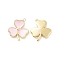 Brass Enamel Pendants, Clover, Real 18K Gold Plated, Pink, 17.5x16x2.5mm, Hole: 1mm