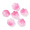 Transparent Spray Paint Glass Beads, Flower, Hot Pink, 14x14x5mm, Hole: 1.5mm