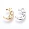 Brass Charms, with Cubic Zirconia, Moon, Mixed Color, 16x10x2mm, Hole: 1.2~1.5mm