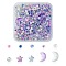 12Pcs 4 Style Moon & Star Transparent Spray Painted Glass Beads, with 45g Glass Round Seed Beads, Mixed Color, 2~14x3~9.5x3~5mm, Hole: 0.8~1.5mm