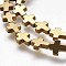 Non-magnetic Synthetic Hematite Beads Strands, PVD Vacuum Plating, Grade A, Cross, Golden Plated, 10x8x3mm, Hole: 1mm, about 40pcs/strand, 15.9 inch