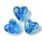 Luminous Handmade Gold Sand Lampwork Beads, Glow in the Dark, Heart, Dodger Blue, 20.5x20x12mm, Hole: 1.8mm