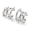 Brass Micro Pave Cubic Zirconia Cuff Earrings for Women, Spike, Platinum, 19.5x13.5mm