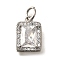 Brass Micro Pave Cubic Zirconia Pendants, with Glass, Cadmium Free & Nickel Free & Lead Free, with Jump Ring, Rectangle, 12x8.5x4mm