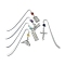 5Pcs 5 Style Cross Ruler Scroll Alloy Pendant Bookmark, Gemstone Bead Bookmarks, Hook Bookmark, Mixed Color, 84x13x1.5mm, 1pc/style