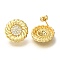 Rack Plating Brass Micro Pave Clear Cubic Zirconia Stud Earrrings, Cadmium Free & Lead Free, Long-Lasting Plated, Flat Round, Real 18K Gold Plated, 20mm