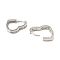Brass Micro Pave Cubic Zirconia Hoop Earring, Heart, Platinum, 16x2x14.5mm