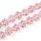 Luminous Handmade Gold Foil Glass Beads Strands, Clover, Glow in the Dark, Pink, 9~10.5x10~11x4.5~6mm, Hole: 1~1.2mm, about 50pcs/strand, 19.29 inch(49cm)