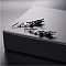 Alloy Rhinestone Dangle Earrings, Cat Shape, Black, 45mm