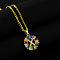 Brass Pave Colorful Cubic Zirconia Initial Ring Pendant Necklaces, 304 Stainless Steel Cable Chain Necklaces, Golden, Letter X, 17.72 inch(45cm)