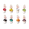 Copper Handmade Lampwork Pendants, Flower with Mushroom, with Glass Seed Beads and 304 Stainless Steel Jump Ring, with Jump Ring, Mixed Color, 22x9~10mm, Hole: 3mm