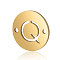 Stainless Steel Links connectors, Flat Round with Letter, Golden, Letter.Q, 12x0.8mm, Hole: 0.8mm