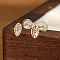 Cute and Delicate S925 Sterling Silver Clear Cubic Zirconia Stud Earrings, Horse Eye, Golden, 6x3mm