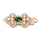 Brass Micro Pave Clear Cubic Zirconia Glass Hook and S-Hook Clasps, Cadmium Free & Nickel Free & Lead Free, Green, Real 18K Gold Plated, 26mm, Hole: 1.2mm