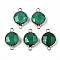 White Jade Links Connectors, with Light Gold Plated Brass Findings, Faceted, Flat Round, Dyed & Heated, 23~24x15~15x5~6mm, Hole: 2mm