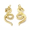 Brass Micro Pave Cubic Zirconia Pendants, Cadmium Free & Nickel Free & Lead Free, with Jump Ring, Snake Charms, Golden, 30.5x13.5x2.5mm, Hole: 3mm