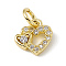 Brass Micro Pave Clear Cubic Zirconia Charms, Cadmium Free & Lead Free, with Open Jump Rings, Heart with Bear, Real 18K Gold Plated, 8x8x2mm, Hole: 2.7mm