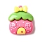 Deep Pink Cute Opauqe Resin Cabochon, House, 22x19x8.5mm