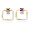 Brass Micro Pave Cubic Zirconia Screw Carabiner Lock Charms, for Necklaces Making, Heart, Square, Real 18K Gold Plated, Nickel Free, Camellia, 20x20x2mm, Screw: 7x6mm