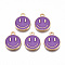 Alloy Enamel Charms, Cadmium Free & Lead Free, Smiling Face, Light Gold, Medium Violet Red, 14.5x12x1.5mm, Hole: 1.5mm
